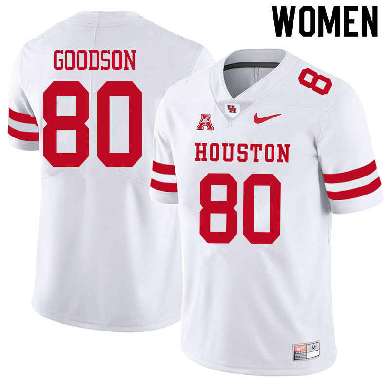 Women #80 Dekalen Goodson Houston Cougars College Football Jerseys Sale-White - Click Image to Close